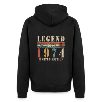 LIMITED EDITION 1974 DARTS 50. GEBURTSTAG - Unisex Premium Bio Zip Hoodie - Schwarz - Hinten - Nico (187cm)
