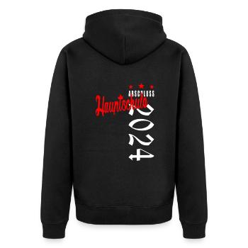 Hauptschulabschluss Hauptschule Abschluss 2024 - Unisex Premium Bio Zip Hoodie - Schwarz - Hinten - Nico (187cm)