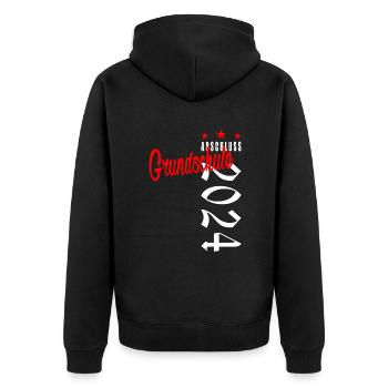 Abschluss 2024 Grundschule - Unisex Premium Bio Zip Hoodie - Schwarz - Hinten - Nico (187cm)