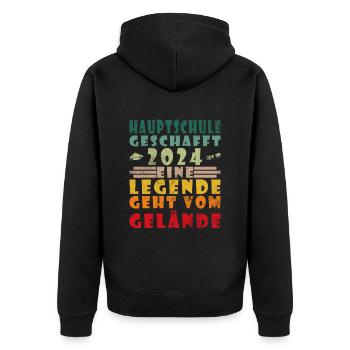 Hauptschulabschluss Abschluss Hauptschule 2024 - Unisex Premium Bio Zip Hoodie - Schwarz - Hinten - Nico (187cm)