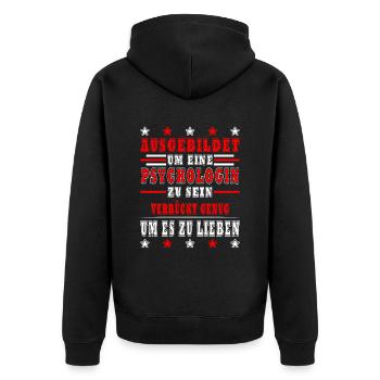 Psychologe Therapeut Therapie Psychologin Beruf - Unisex Premium Bio Zip Hoodie - Schwarz - Hinten - Nico (187cm)