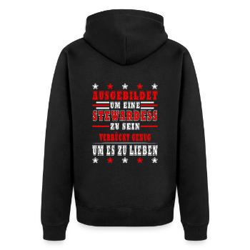 Flugbegleiterin Stewardess im Urlaub / Ferien - Unisex Premium Bio Zip Hoodie - Schwarz - Hinten - Nico (187cm)