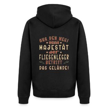 Fliesenleger Sprüche Fliesenlegen Fliesen - Unisex Premium Bio Zip Hoodie - Schwarz - Hinten - Nico (187cm)
