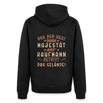 Kaufmann Lustig Spruch Beruf Einzelhandelskaufmann - Unisex Premium Bio Zip Hoodie - Schwarz - Hinten - Nico (187cm)