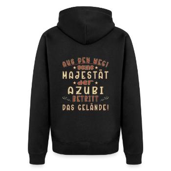 Azubi Spruch Lehrling Auszubildende Azubi - Unisex Premium Bio Zip Hoodie - Schwarz - Hinten - Nico (187cm)