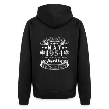 Born May 1954 May 1954 Born in May 1954 - Unisex Premium Organic Zip Hoodie - black - Back - Nico (187cm)