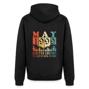 Mai 1999 Geburtstagsgeschenk Mai 1999 - 1999 Mai - Unisex Premium Bio Zip Hoodie - Schwarz - Hinten - Nico (187cm)
