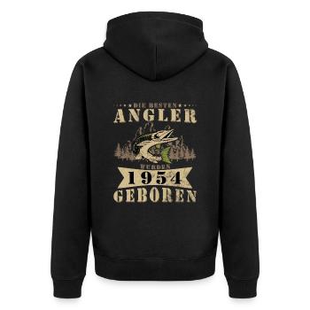 Angler Jahrgang 1954 Geburtstag Angelboot - Unisex Premium Bio Zip Hoodie - Schwarz - Hinten - Nico (187cm)