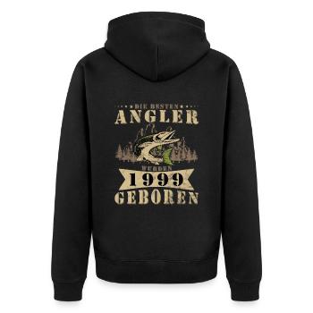 Besten Angler geboren 1999 - Unisex Premium Bio Zip Hoodie - Schwarz - Hinten - Nico (187cm)