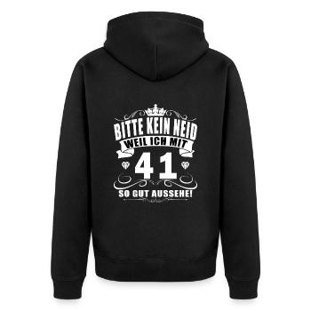 41 Geburtstag 41 Jahre 41 Lebensjahr 41 Lebenalter - Unisex Premium Bio Zip Hoodie - Schwarz - Hinten - Nico (187cm)
