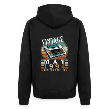 May 1994 - Geburtstag im Mai - Unisex Premium Bio Zip Hoodie - Schwarz - Hinten - Nico (187cm)