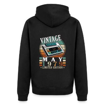 Millésime Né en mai 1979 Anniversaire mai 1979 - Veste à capuche bio Premium Unisexe - noir - Dos - Nico (187cm)
