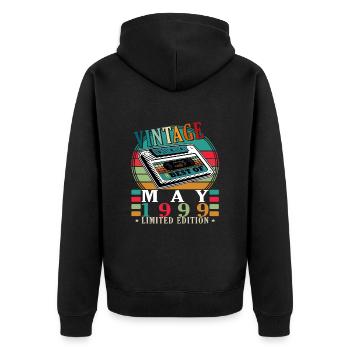 Mai 1999 Geburtstagsgeschenk Mai 1999 - 1999 Mai - Unisex Premium Bio Zip Hoodie - Schwarz - Hinten - Nico (187cm)