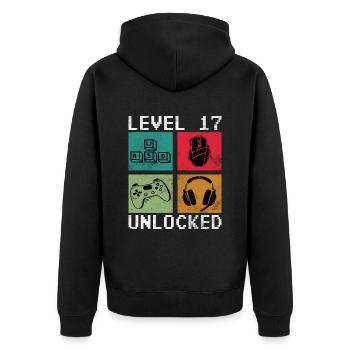 17th Birthday Level 17 unlocked - Unisex Premium Organic Zip Hoodie - black - Back - Nico (187cm)