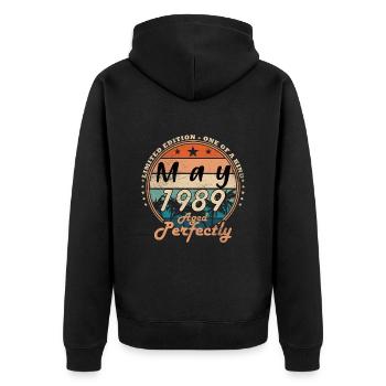 Mai 1989 Mai - Jubilé Mai 1989 - Veste à capuche bio Premium Unisexe - noir - Dos - Nico (187cm)