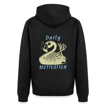 Tägliche Motivation - Müde faulenzer Flamingo - Unisex Premium Bio Zip Hoodie - Schwarz - Hinten - Nico (187cm)