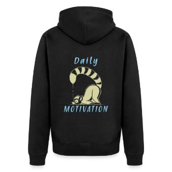Daily Motivation Lemur - Mocassins Sommeil Fatigué - Veste à capuche bio Premium Unisexe - noir - Dos - Nico (187cm)