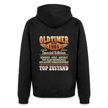 Oldtimer Baujahr 1965 Jahrgang geboren Geburtstag - Unisex Premium Bio Zip Hoodie - Schwarz - Hinten - Nico (187cm)
