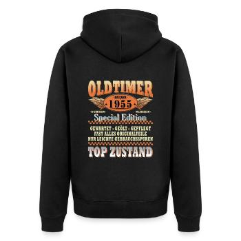 69. GEBURTSTAG OLDTIMER 1955 - Unisex Premium Bio Zip Hoodie - Schwarz - Hinten - Nico (187cm)