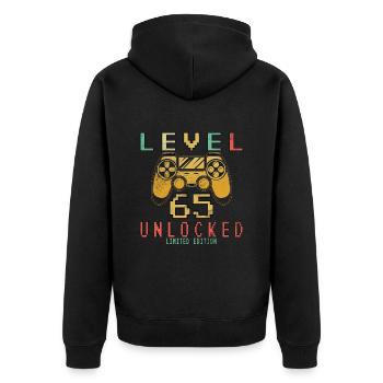 Level 65 unlocked 65 birthday 65 years old - Unisex Premium Organic Zip Hoodie - black - Back - Nico (187cm)