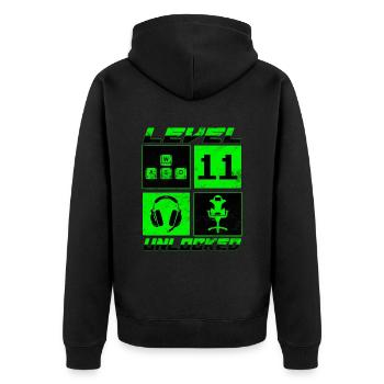 Level 11 Unlocked 11 Years Birthday Gift - Unisex Premium Organic Zip Hoodie - black - Back - Nico (187cm)