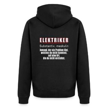 Elektriker Definition Elektroniker - Unisex Premium Bio Zip Hoodie - Schwarz - Hinten - Nico (187cm)