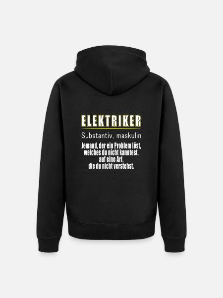 Elektriker Definition - Unisex Premium Bio Zip Hoodie - Schwarz