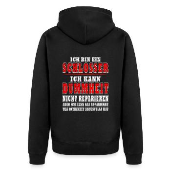 Ich bin Schlosser! Mechaniker Schraubenschlüssel - Unisex Premium Bio Zip Hoodie - Schwarz - Hinten - Nico (187cm)