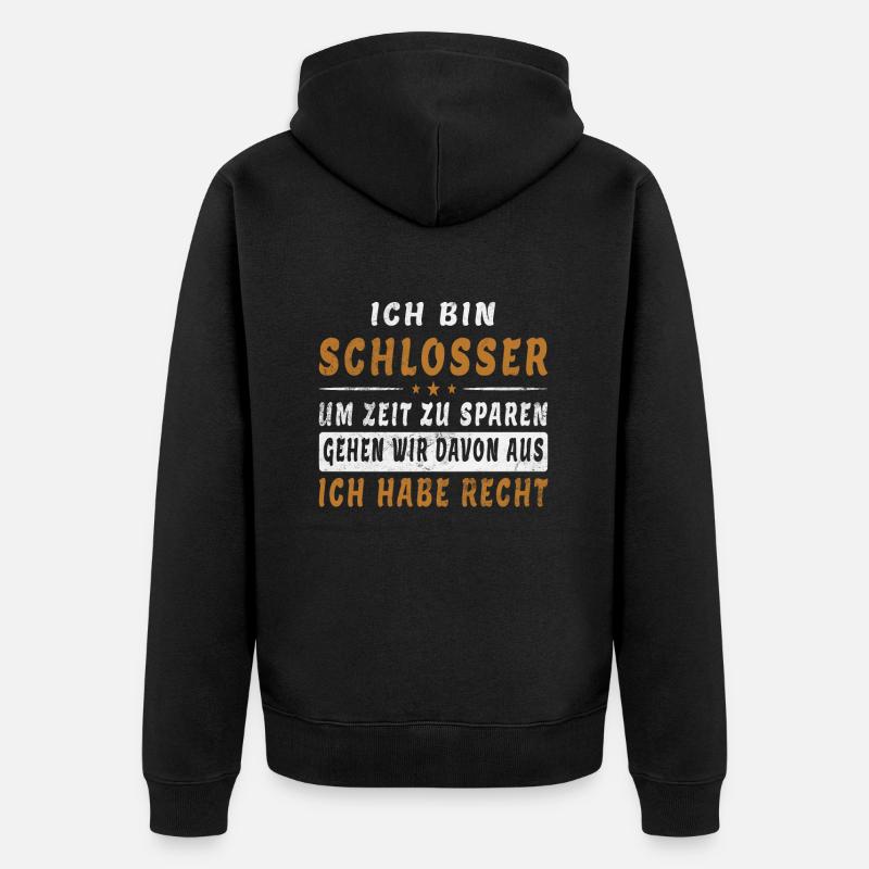 Schlosser Spruch - Unisex Premium Bio Zip Hoodie - Schwarz