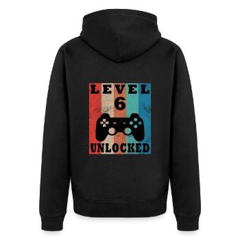 6th Birthday Level 6 Gamer Gift - Unisex Premium Organic Zip Hoodie - black - Back - Nico (187cm)