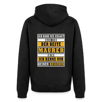 Bester Maurer Spruch Lustig Maurer - Unisex Premium Bio Zip Hoodie - Schwarz - Hinten - Nico (187cm)