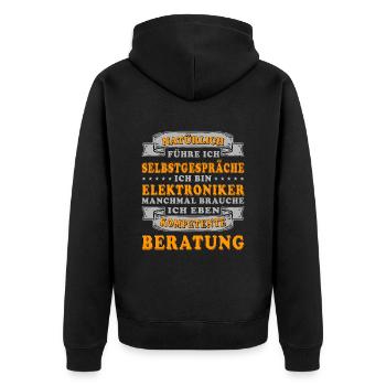 Elektriker / Elektroniker - kompetente Beratung - Unisex Premium Bio Zip Hoodie - Schwarz - Hinten - Nico (187cm)