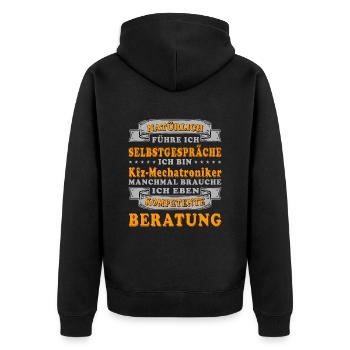 Mechaniker Kompetente Beratung KFZ Mechatroniker - Unisex Premium Bio Zip Hoodie - Schwarz - Hinten - Nico (187cm)