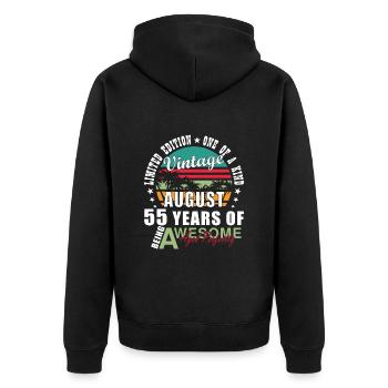 55 Years August - 1969 Vintage Birthday 55th - Unisex Premium Organic Zip Hoodie - black - Back - Nico (187cm)