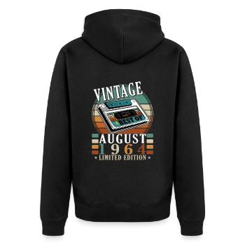 August 1964 August birthday 1964 August - Unisex Premium Organic Zip Hoodie - black - Back - Nico (187cm)