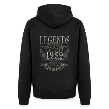 Août 1959 Août Anniversaire 1959 Août - Veste à capuche bio Premium Unisexe - noir - Dos - Nico (187cm)