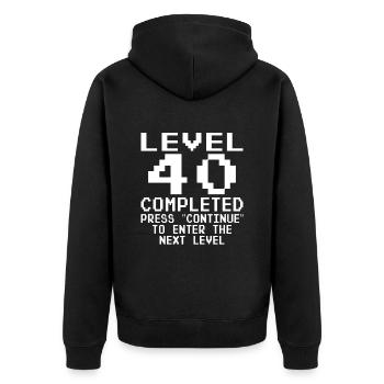 Niveau 40 Terminé - Veste à capuche bio Premium Unisexe - noir - Dos - Nico (187cm)