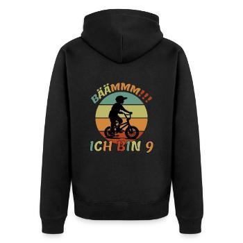 9 Jahre Bmx 9 Geburtstag Fahrrad Kindergeburtstag - Unisex Premium Bio Zip Hoodie - Schwarz - Hinten - Nico (187cm)