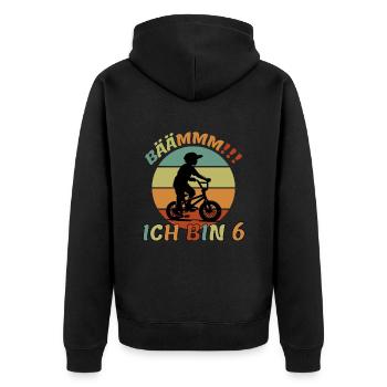 6 Geburtstag Bmx Fahrrad 6 Jahre Kinderfahrrad - Unisex Premium Bio Zip Hoodie - Schwarz - Hinten - Nico (187cm)