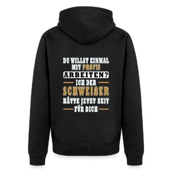 Ich bin Profi-Schweißer Schweißen - Unisex Premium Bio Zip Hoodie - Schwarz - Hinten - Nico (187cm)