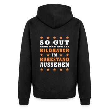 Bildhauer in Rente Geschenke - Unisex Premium Bio Zip Hoodie - Schwarz - Hinten - Nico (187cm)