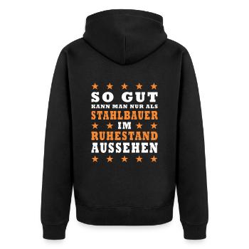 Stahlbau Stahlbauer Geschenk Geschenkidee Metall - Unisex Premium Bio Zip Hoodie - Schwarz - Hinten - Nico (187cm)