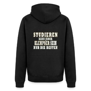 Klempner Studiere kann jeder - Unisex Premium Bio Zip Hoodie - Schwarz - Hinten - Nico (187cm)