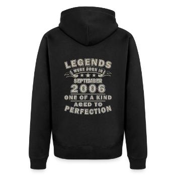 18th birthday 2006 Legendary since September 2006 - Unisex Premium Organic Zip Hoodie - black - Back - Nico (187cm)