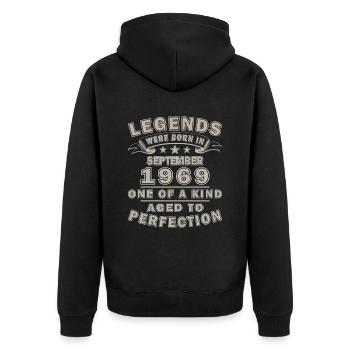 55th birthday 1969 Legendary since September 1969 - Unisex Premium Organic Zip Hoodie - black - Back - Nico (187cm)