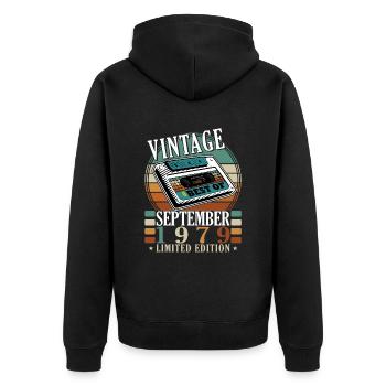 September 1979 Birthday Gift September 1979 - Unisex Premium Organic Zip Hoodie - black - Back - Nico (187cm)