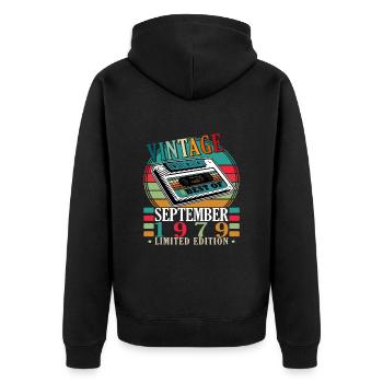 September 1979 Birthday Gift September 1979 - Unisex Premium Organic Zip Hoodie - black - Back - Nico (187cm)