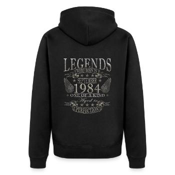 Original Septembre 1984 Vintage Anniversaire - Veste à capuche bio Premium Unisexe - noir - Dos - Nico (187cm)
