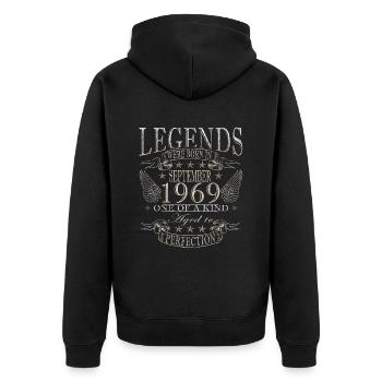 September 1969 Birthday Gift September 1969 - Unisex Premium Organic Zip Hoodie - black - Back - Nico (187cm)