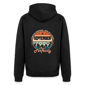 25th Birthday Original September 1999 Volume 99 - Unisex Premium Organic Zip Hoodie - black - Back - Nico (187cm)